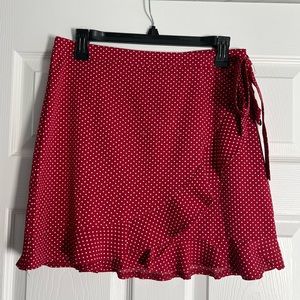 red & white polka dot skirt